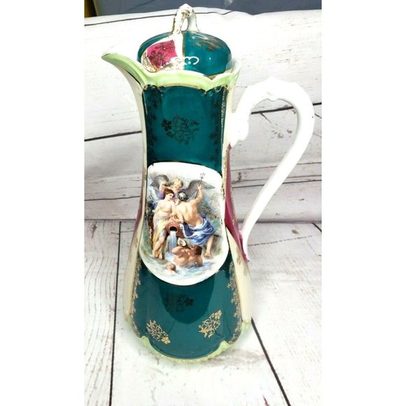 Vintage Royal Bavarian Teapot With Angel Print Gold Design Made In Germany - Picture 1 of 12